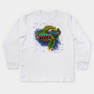 neon gecko Kids Long Sleeve T-Shirt